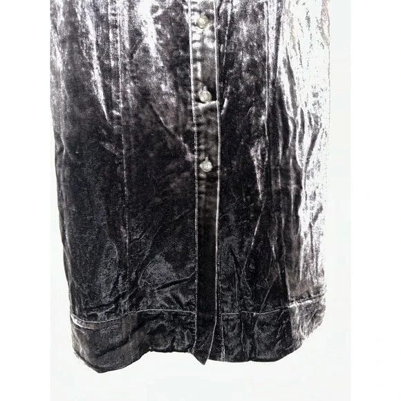 J Crew Puff-Sleeve Velvet Dress Button Down‎ Dark Gray NWT Size 4 - Picture 5 of 9